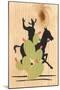 Cactus and Cowboy on Woodgrain-null-Mounted Art Print