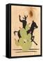 Cactus and Cowboy on Woodgrain-null-Framed Stretched Canvas