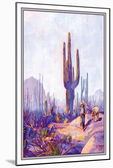 Cactus and Man-null-Mounted Art Print