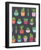 Cactus and Succulent Plants Seamless Pattern-Soodowoodo-Framed Art Print