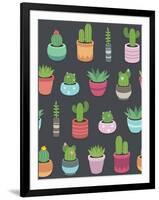 Cactus and Succulent Plants Seamless Pattern-Soodowoodo-Framed Art Print