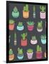 Cactus and Succulent Plants Seamless Pattern-Soodowoodo-Framed Art Print