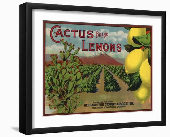 Cactus Brand - Highland, California - Citrus Crate Label-Lantern Press-Framed Art Print