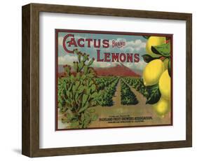 Cactus Brand - Highland, California - Citrus Crate Label-Lantern Press-Framed Art Print