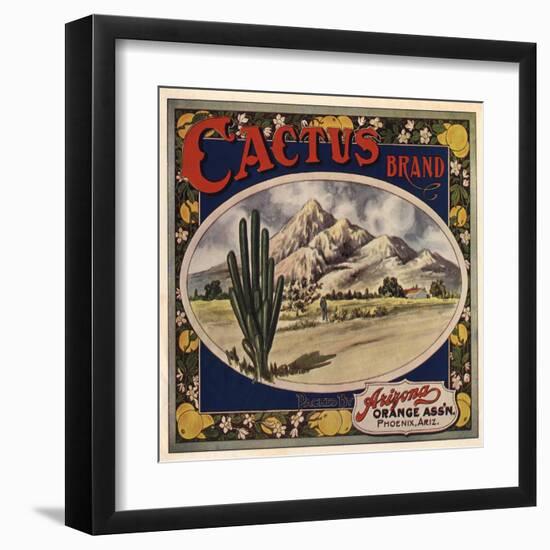 Cactus Brand - Phoenix, Arizona - Citrus Crate Label-Lantern Press-Framed Art Print