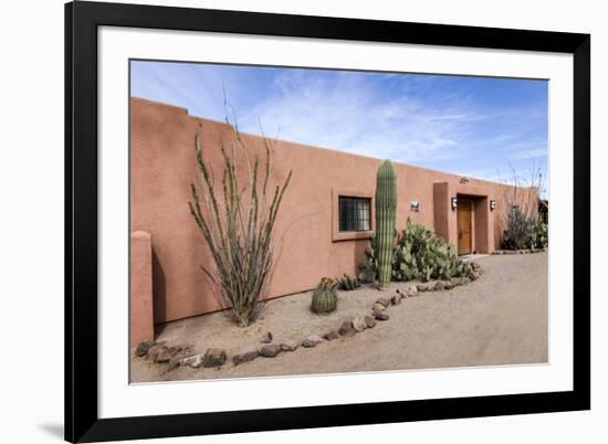 Cactus outside an adobe building, Tucson, Arizona, Usa.-Julien McRoberts-Framed Premium Photographic Print