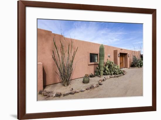 Cactus outside an adobe building, Tucson, Arizona, Usa.-Julien McRoberts-Framed Premium Photographic Print