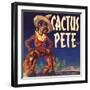 Cactus Pete Brand - Phoenix, Arizona - Citrus Crate Label-Lantern Press-Framed Art Print