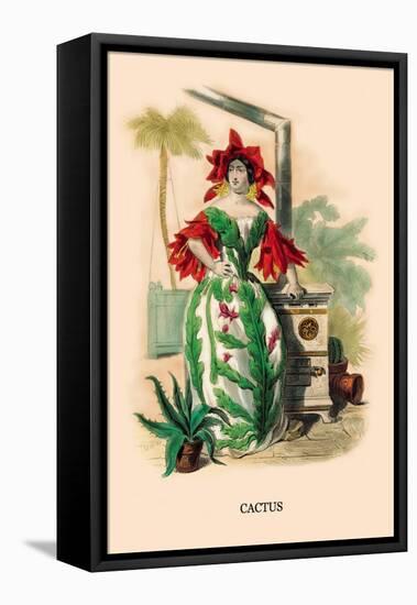 Cactus-J.J. Grandville-Framed Stretched Canvas