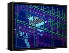 CAD Display of Ventilation for Underground Site-David Parker-Framed Stretched Canvas