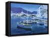 Cadaques Evening (W/C on Paper)-Laurence Fish-Framed Stretched Canvas