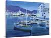 Cadaques Evening (W/C on Paper)-Laurence Fish-Stretched Canvas