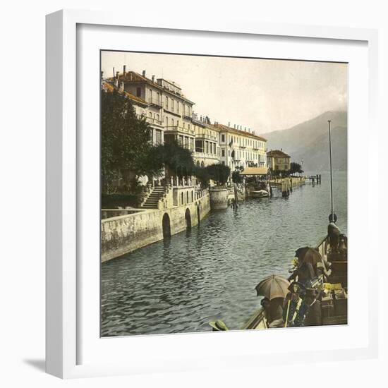 Cadenabbia (Italy), the Village Seen from Lake Como, Circa 1890-Leon, Levy et Fils-Framed Photographic Print