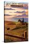 Cades Cove and Horse - Great Smoky Mountains National Park, TN-Lantern Press-Stretched Canvas
