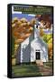 Cades Cove Baptist Church - Great Smoky Mountains National Park, TN-Lantern Press-Framed Stretched Canvas