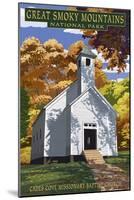 Cades Cove Baptist Church - Great Smoky Mountains National Park, TN-Lantern Press-Mounted Art Print