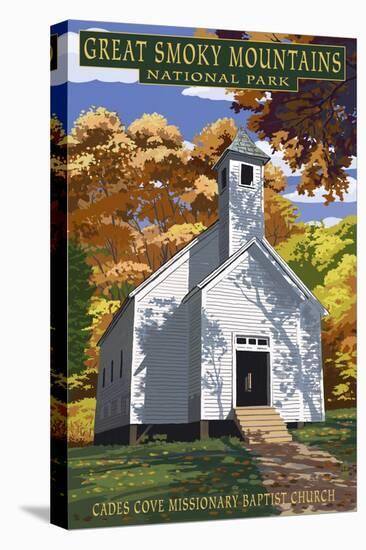 Cades Cove Baptist Church - Great Smoky Mountains National Park, TN-Lantern Press-Stretched Canvas