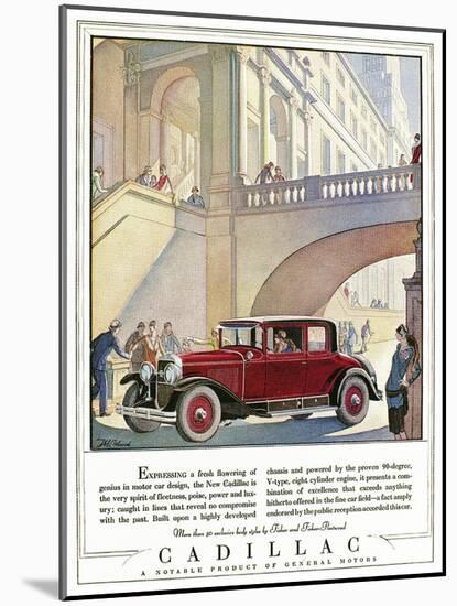 Cadillac Ad, 1928-J.M. Cleland-Mounted Giclee Print