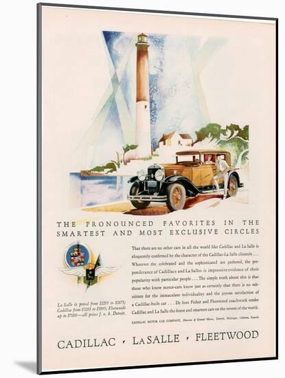 Cadillac La Salle, Magazine Advertisement, USA, 1929-null-Mounted Giclee Print