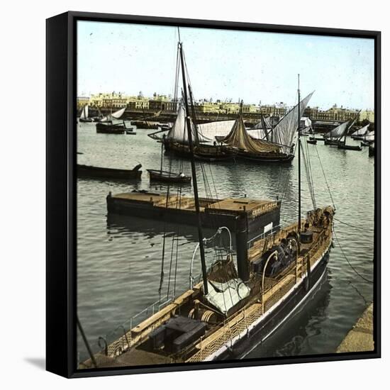Cadix (Spain), Fishing Boats in the Port-Leon, Levy et Fils-Framed Stretched Canvas