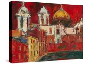 Cadiz Cathedral and Buildings, Red Sky ( Oil on Canvas)-Ann Oram-Stretched Canvas