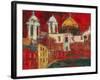 Cadiz Cathedral and Buildings, Red Sky ( Oil on Canvas)-Ann Oram-Framed Giclee Print