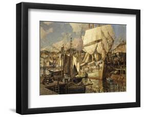 Cadiz Salt Ship, Gloucester Harbor-Frederick John Mulhaupt-Framed Giclee Print