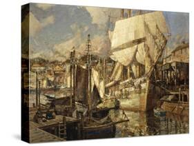 Cadiz Salt Ship, Gloucester Harbor-Frederick John Mulhaupt-Stretched Canvas
