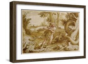 Cadmus About to Attack a Dragon-Hendrik Goltzius-Framed Giclee Print