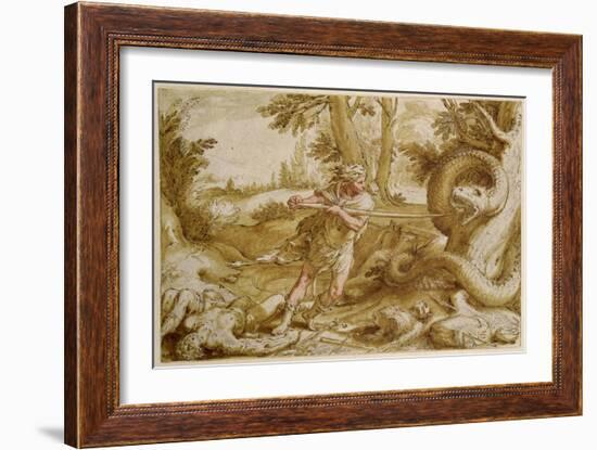 Cadmus About to Attack a Dragon-Hendrik Goltzius-Framed Giclee Print