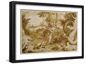 Cadmus About to Attack a Dragon-Hendrik Goltzius-Framed Giclee Print