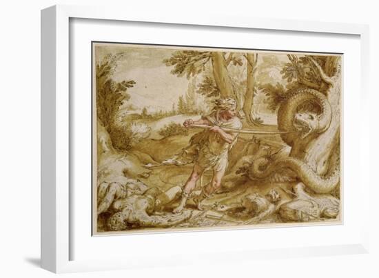 Cadmus About to Attack a Dragon-Hendrik Goltzius-Framed Giclee Print