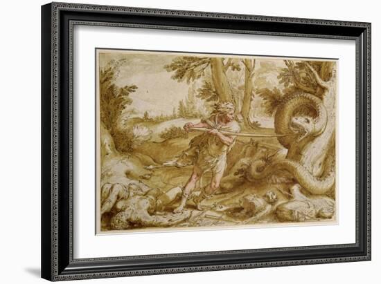 Cadmus About to Attack a Dragon-Hendrik Goltzius-Framed Giclee Print