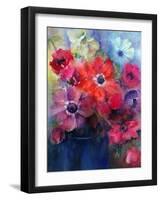 Caen Anemones in a Blue Jug-Karen Armitage-Framed Giclee Print