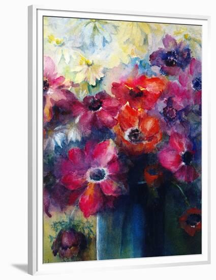 Caen Anemones with Daisies-Karen Armitage-Framed Premium Giclee Print