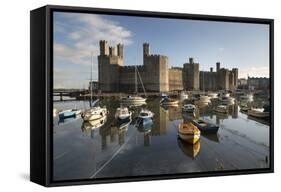 Caernarfon Castle,Unesco World Heritage Site, on the River Seiont-Stuart Black-Framed Stretched Canvas