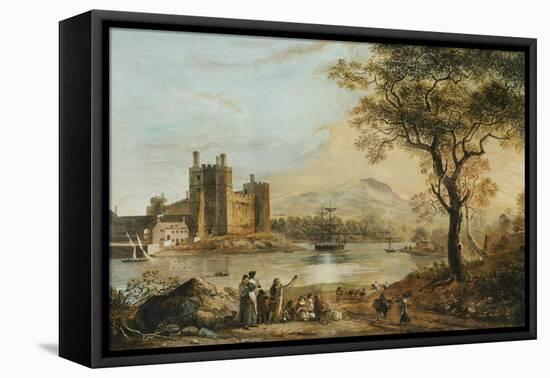Caernarvon Castle, with a Harper in the Foreground-Paul Sandby-Framed Stretched Canvas