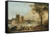 Caernarvon Castle, with a Harper in the Foreground-Paul Sandby-Framed Stretched Canvas