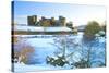 Caerphilly Castle in snow, Caerphilly, near Cardiff, Gwent, Wales, United Kingdom, Europe-Billy Stock-Stretched Canvas