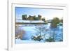 Caerphilly Castle in snow, Caerphilly, near Cardiff, Gwent, Wales, United Kingdom, Europe-Billy Stock-Framed Photographic Print