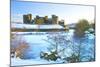 Caerphilly Castle in snow, Caerphilly, near Cardiff, Gwent, Wales, United Kingdom, Europe-Billy Stock-Mounted Photographic Print