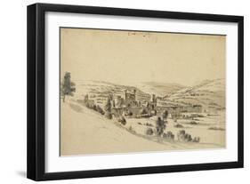 Caerphilly Castle (Pen, Ink and Wash on Paper)-Hendrick Danckerts-Framed Giclee Print
