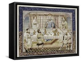 Caesar Augustus, His Wife and Son at Table, C.1410-null-Framed Stretched Canvas