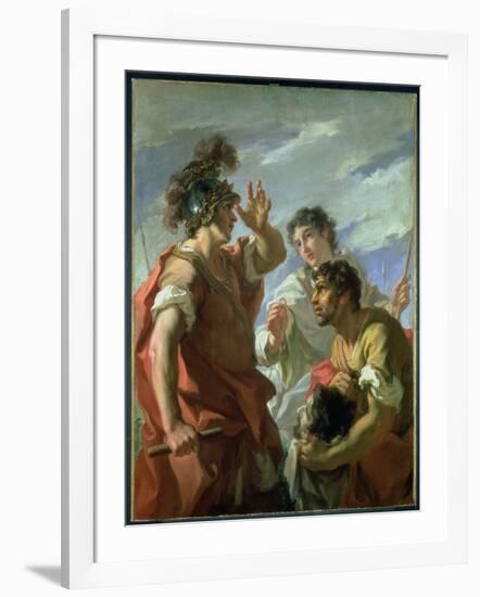 Caesar before Alexandria, 1724-25 (Oil on Canvas)-Giovanni Antonio Pellegrini-Framed Giclee Print