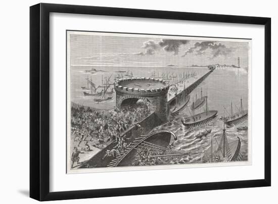 Caesar in Egypt Besieges Alexandria-Poyet-Framed Art Print