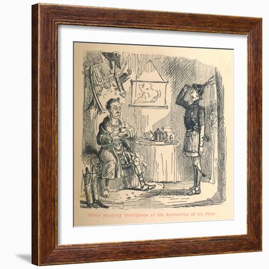 'Caesar receiving intelligence of the Destruction of his Fleet', c1860, (c1860)-John Leech-Framed Giclee Print