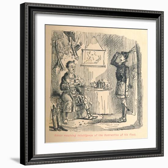 'Caesar receiving intelligence of the Destruction of his Fleet', c1860, (c1860)-John Leech-Framed Giclee Print