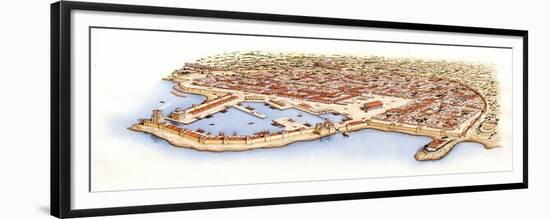 Caesarea, Palestine, C.-13-70 (Ink and Watercolour)-Stephen Conlin-Framed Premium Giclee Print