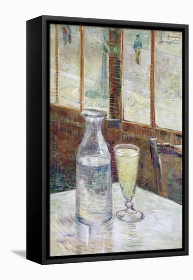 Caf‚ Table with Absinthe-Vincent van Gogh-Framed Stretched Canvas