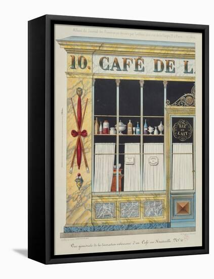 Cafe, 10 Rue Hauteville-Pierre Antoine Leboux De La Mesangere-Framed Stretched Canvas